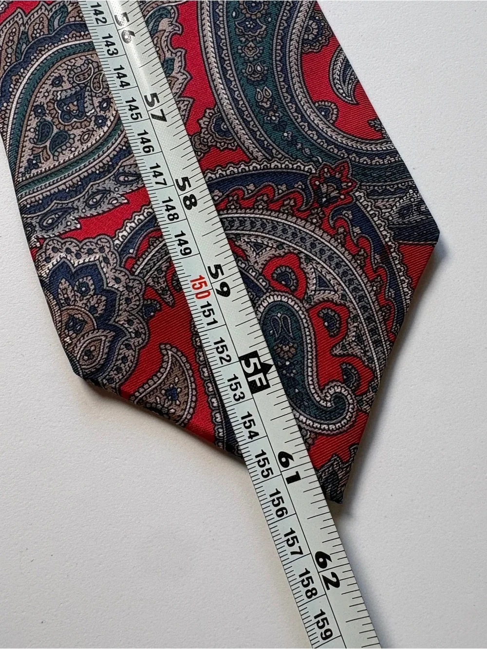 Mark Alexander 100% Silk Tie Extra Long XL Red Teal Blue Paisley Vintage